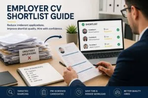 Employer reviewing structured CV shortlist to reduce irrelevant job applications