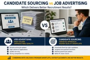 Candidate sourcing vs job advertising comparison for recruitment agencies